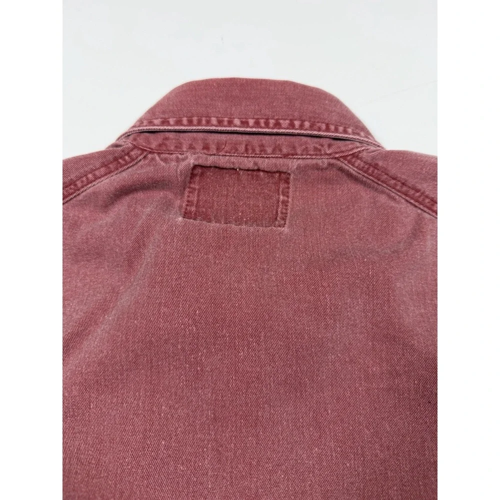 Vintage 90s Levis Denim Shirt Mens Medium Red Faded Washed Button Up Workwear